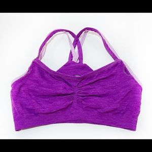 Athleta Magenta Double Strap Slip On Sports Bra Size L 36-38C